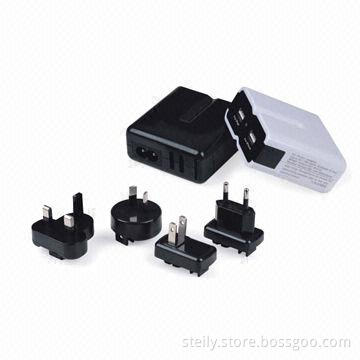 High-quality Mobile Phone Travel Charger with Dual USB Output for iPad/iPhone, EU/US/UK/AU Standards